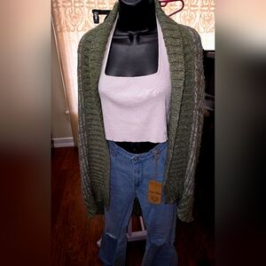 Simply Noelle, Green Cardigan Wrap Sweater, Sz One Size